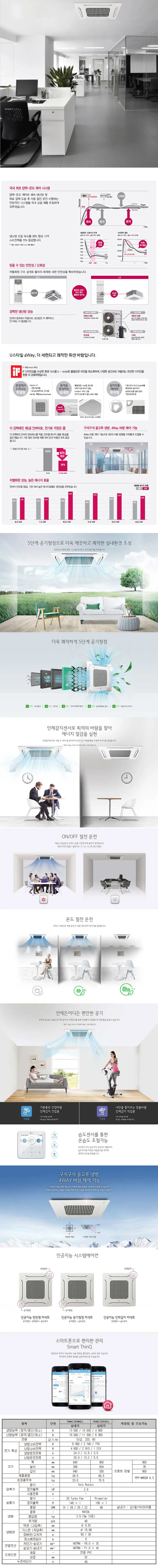 [LG]상업용 냉난방기 36평형 천정형 4WAY TW1300M2L 상세 이미지 1