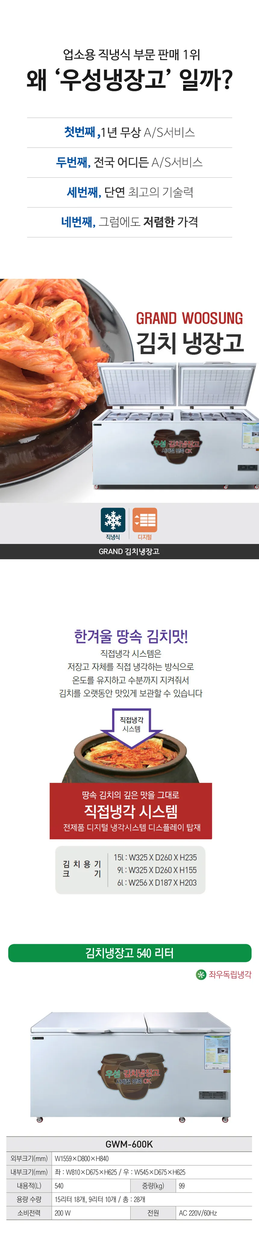 CI_[그랜드우성] 김치 냉장고 540L (GWM-600K) 상세 이미지 1