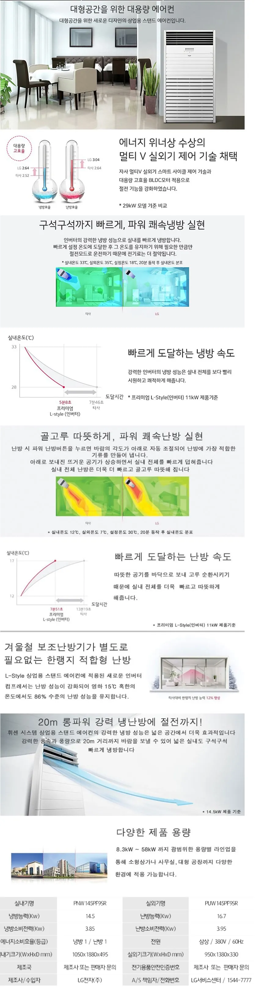 LG 냉난방기 스탠드 40평 PW145PF9SR (36개월) 상세 이미지 1