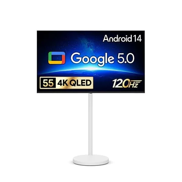 [더함] 스마트 구글 5.0 OS 안드로이드 14 QLED TV 55인치 120Hz+이동형스탠드 (G554Q-5.0-삼텐바이미)