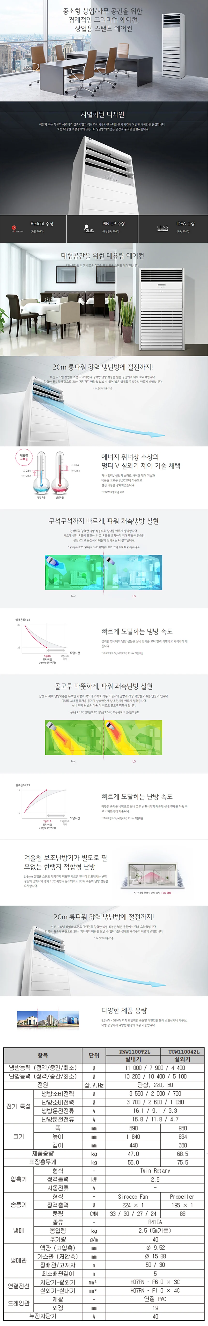 LG_냉난방기_30평형 스탠드_PW1100T2L 상세 이미지 1